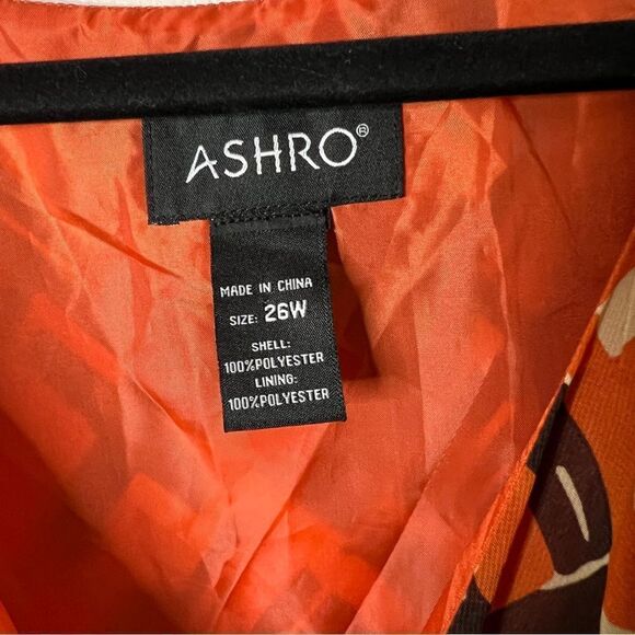 Ashro Women’s Plus Size Sleeveless Faux Wrap Brown Orange Yellow Maxi Dress 26W - Picture 3 of 9